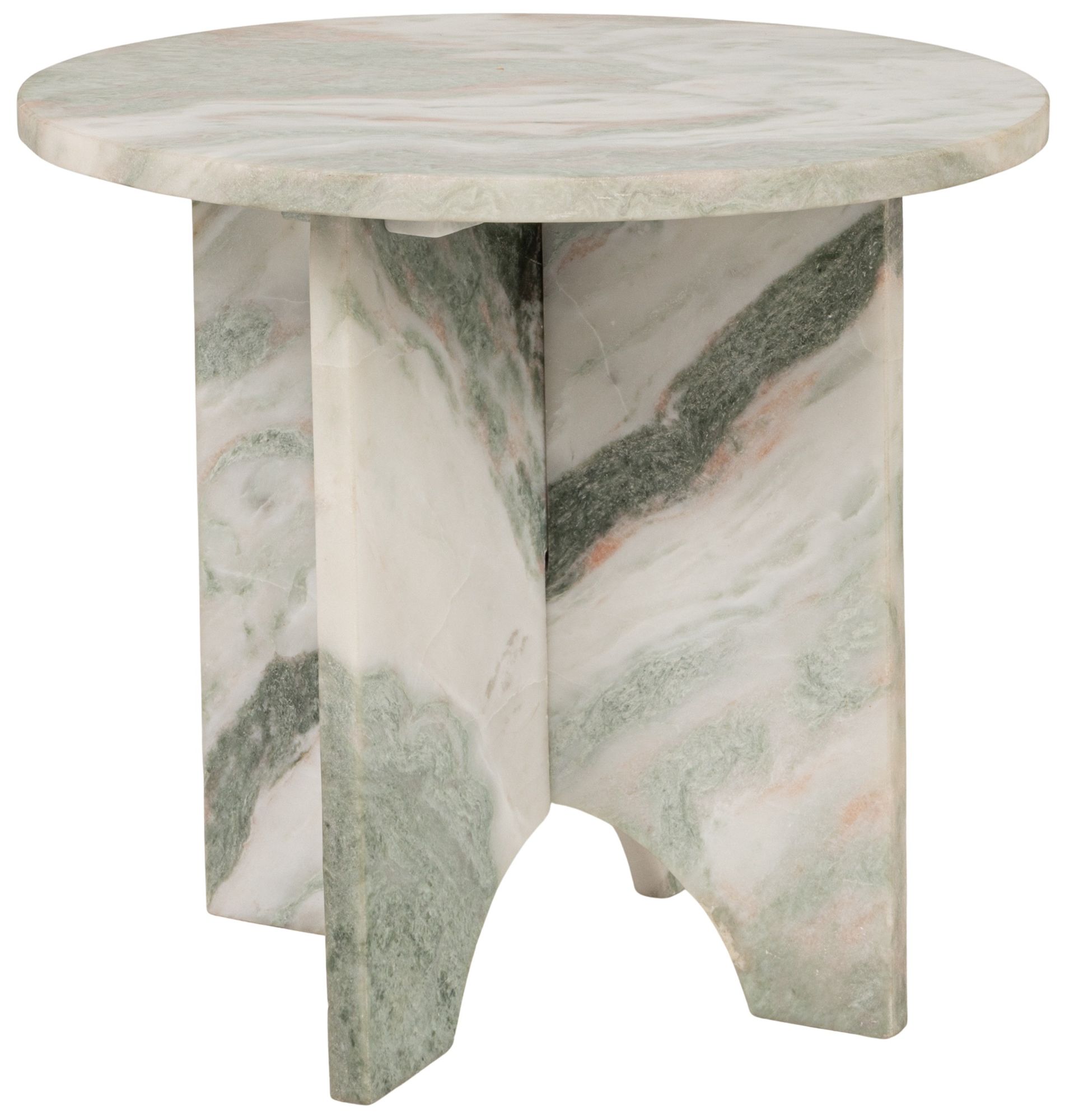 Image 6 Sculptural Marble Table with Interlocking Base, Mint Green more views