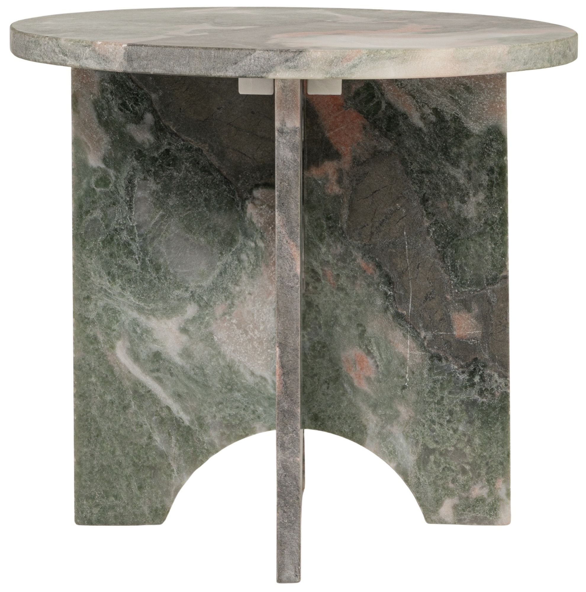 Sculptural Marble Table with Interlocking Base, Mint Green