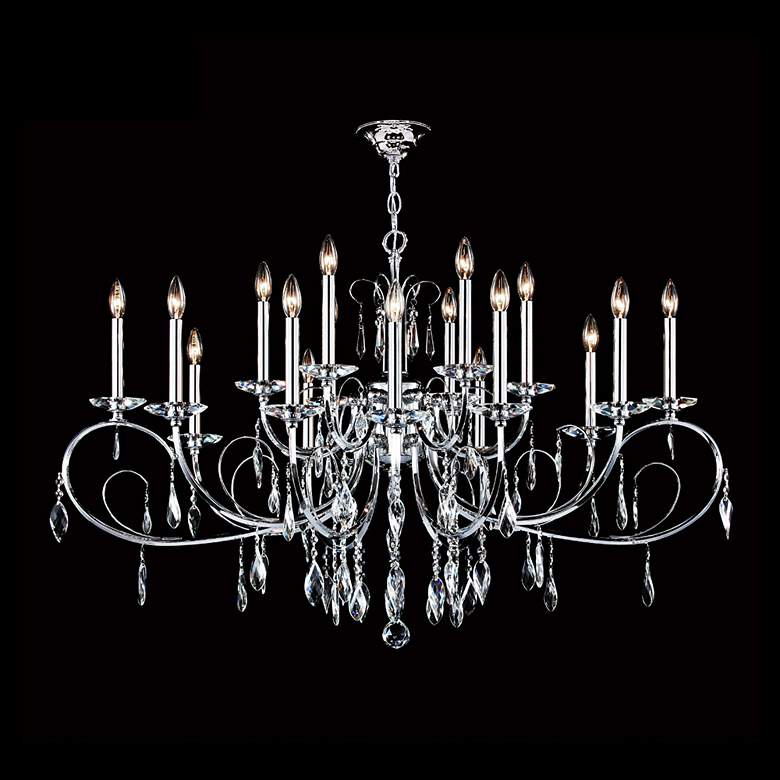Image 1 Sculptured Leaf 48" Wide Silver 18-Light Crystal Chandelier