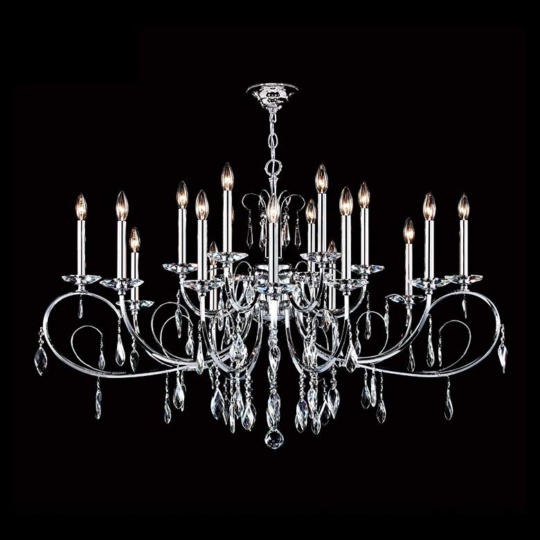 Image 1 Sculptured Leaf 48 inch Wide Silver 18-Light Crystal Chandelier