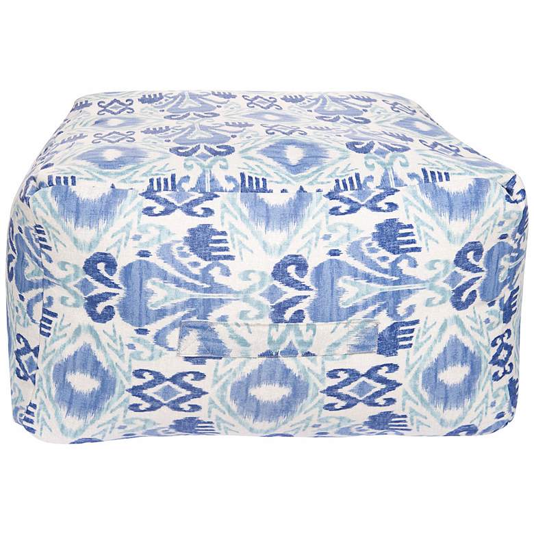 Image 1 Sea Blue Ikat 24" Wide Surya Pouf Ottoman
