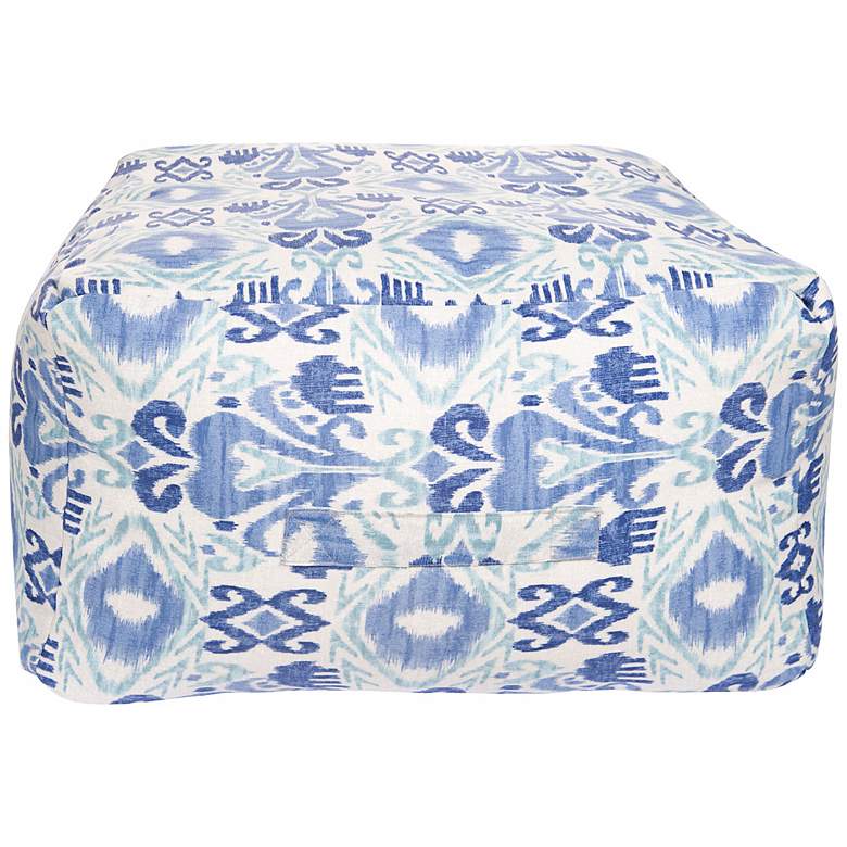 Image 1 Sea Blue Ikat 24 inch Wide Surya Pouf Ottoman