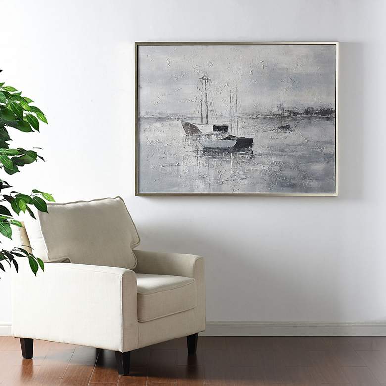 Image 6 Sea Camping 49.75" x 37.75" Hand Painted Framed Canvas Wall Art more views