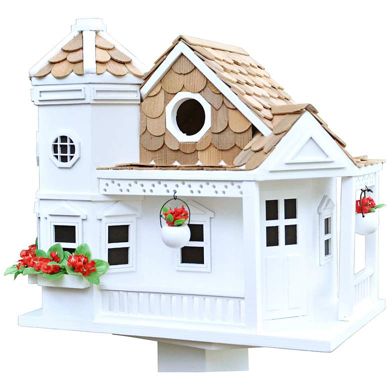 Image 1 Sea Cliff White Cottage Birdhouse
