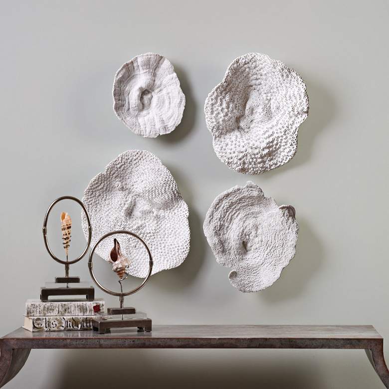 Image 1 Sea Coral 13 1/2" High 4-Piece Wall Art Set