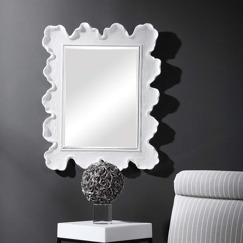 Image 5 Sea Coral Matte White 27 1/4" x 34 1/4" Vanity Wall Mirror more views