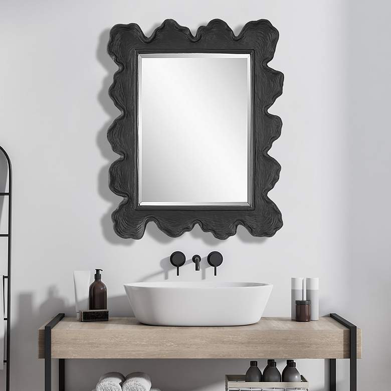 Image 6 Sea Coral Natural Black 27 1/4" x 34 1/4" Wall Mirror more views