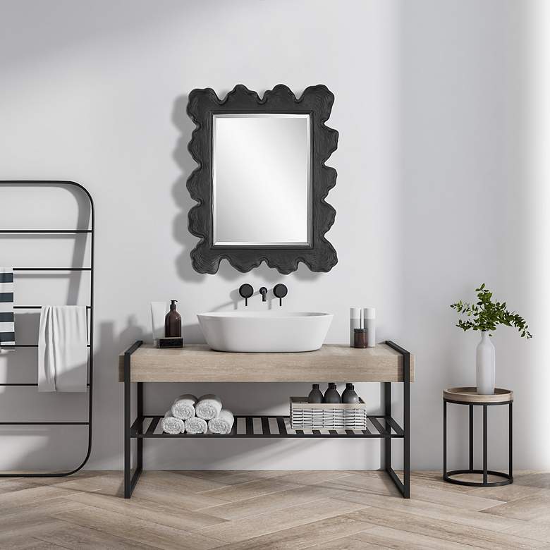 Image 7 Sea Coral Natural Black 27 1/4" x 34 1/4" Wall Mirror more views