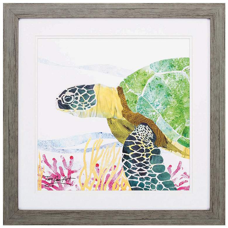 Image 1 Sea Creature Turtle 23"W x 23"H Framed Art