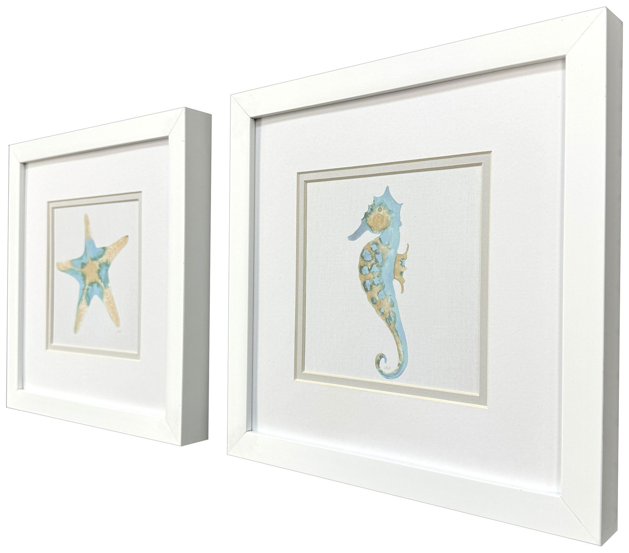 Image 2 Sea Creatures I 11"W x 11"H Framed Art Set of 2 more views