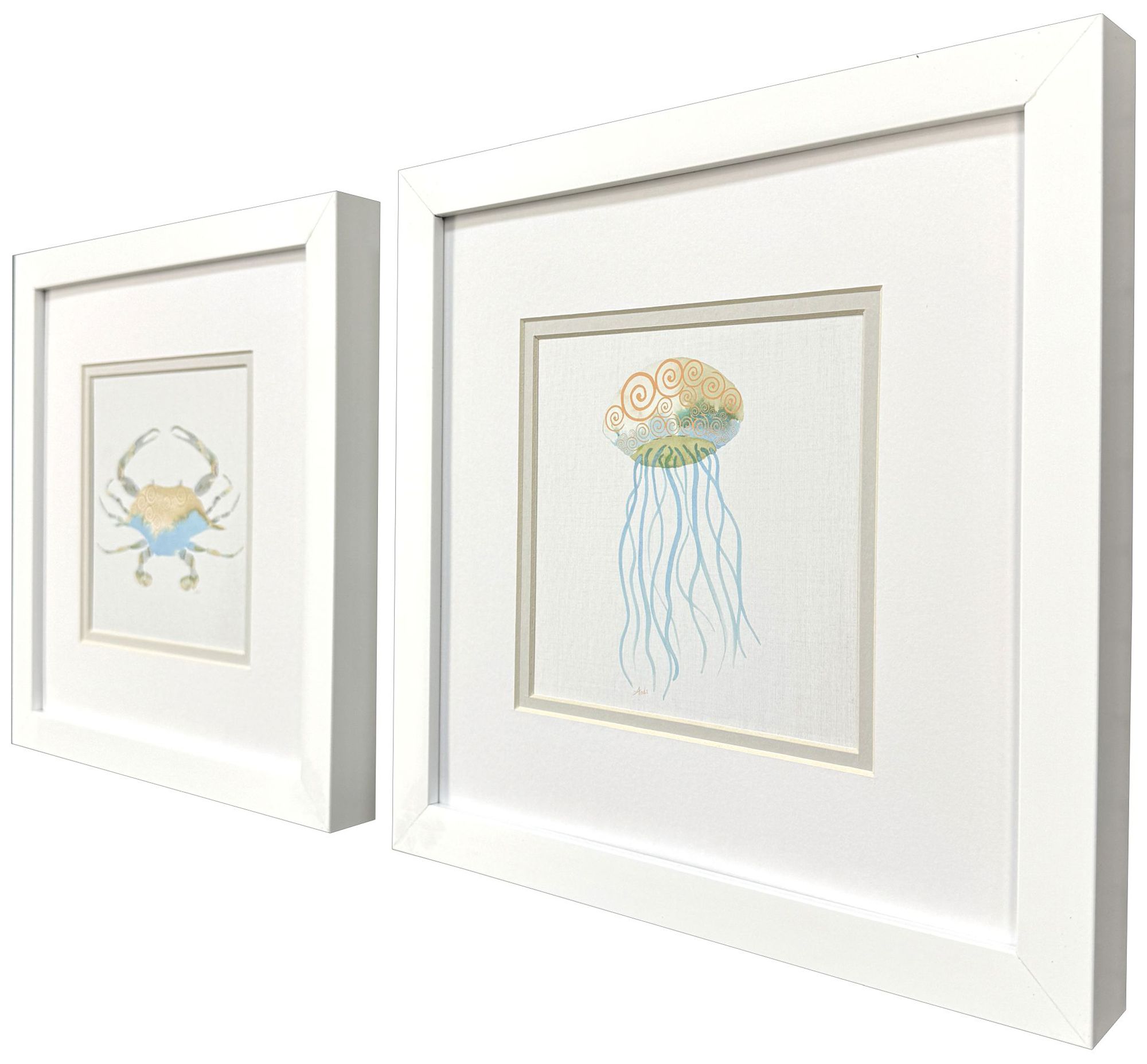 Image 2 Sea Creatures II 11"W x 11"H Framed Art Set of 2 more views