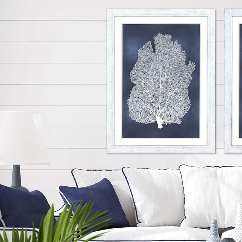 Image 1 Sea Fan on Blue I 46" High Framed Giclee Wall Art