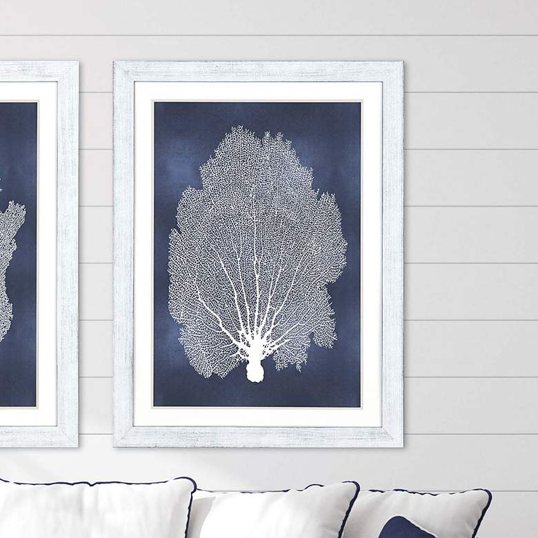Image 1 Sea Fan on Blue II 46" High Framed Giclee Wall Art