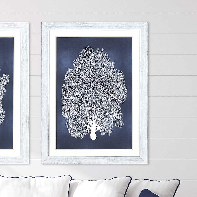 Image 1 Sea Fan on Blue II 46 inch High Framed Giclee Wall Art