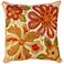 Sea Floral Ivory and Red 18" Square Decorative Pillow