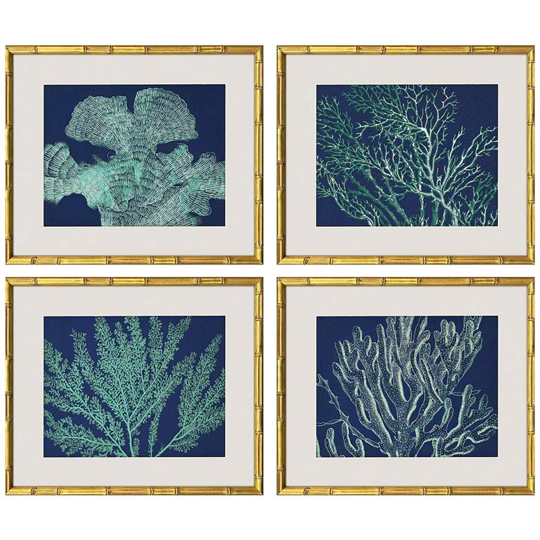 Image 1 Sea Garden 19"W x 16"H Coastal Framed Art Set of 4