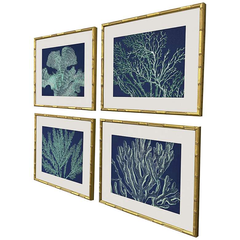 Image 2 Sea Garden 19"W x 16"H Coastal Framed Art Set of 4 more views