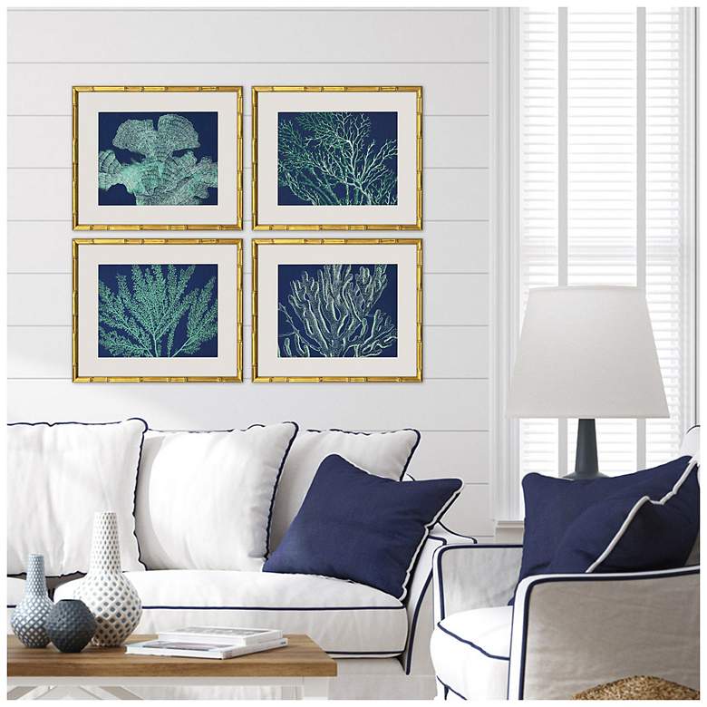 Image 4 Sea Garden 19"W x 16"H Coastal Framed Art Set of 4 more views