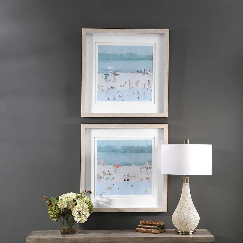 Image 1 Sea Glass Sandbar 30 1/2" Square 2-Piece Framed Wall Art Set
