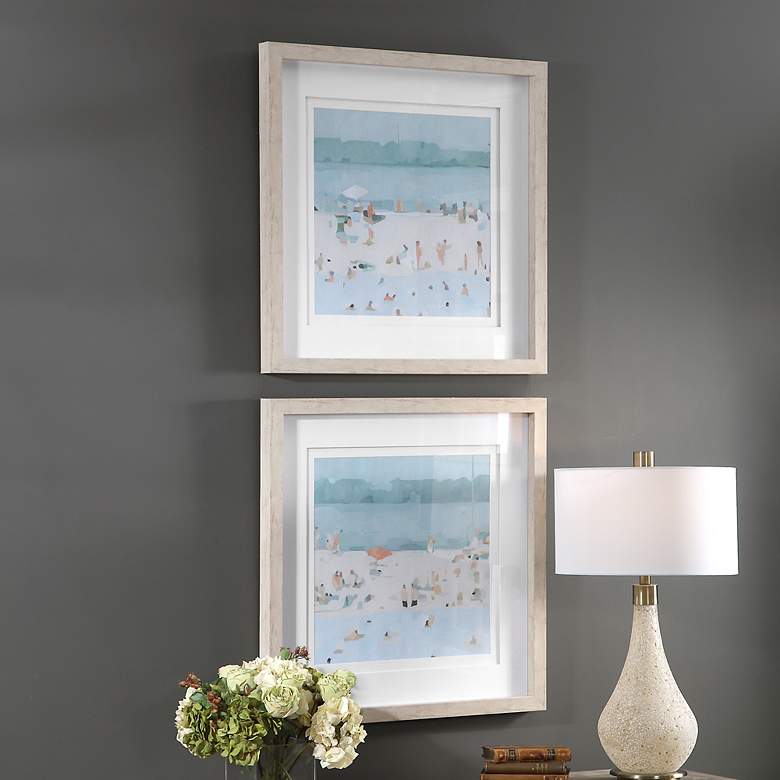 Image 6 Sea Glass Sandbar 30 1/2" Square 2-Piece Framed Wall Art Set more views