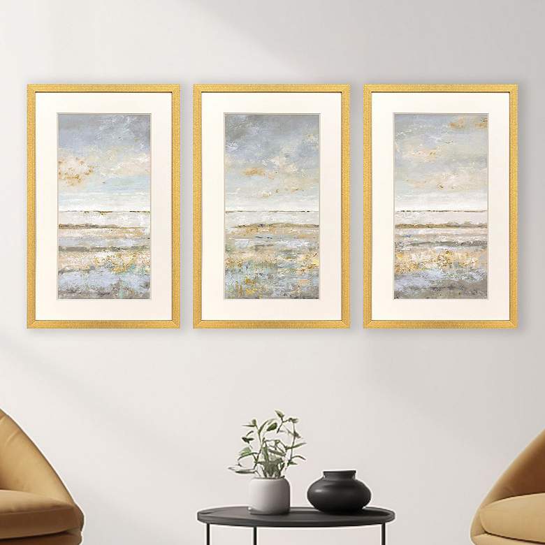 Image 1 Sea Horizon 20"W x 32"H Framed Art - Set of 3