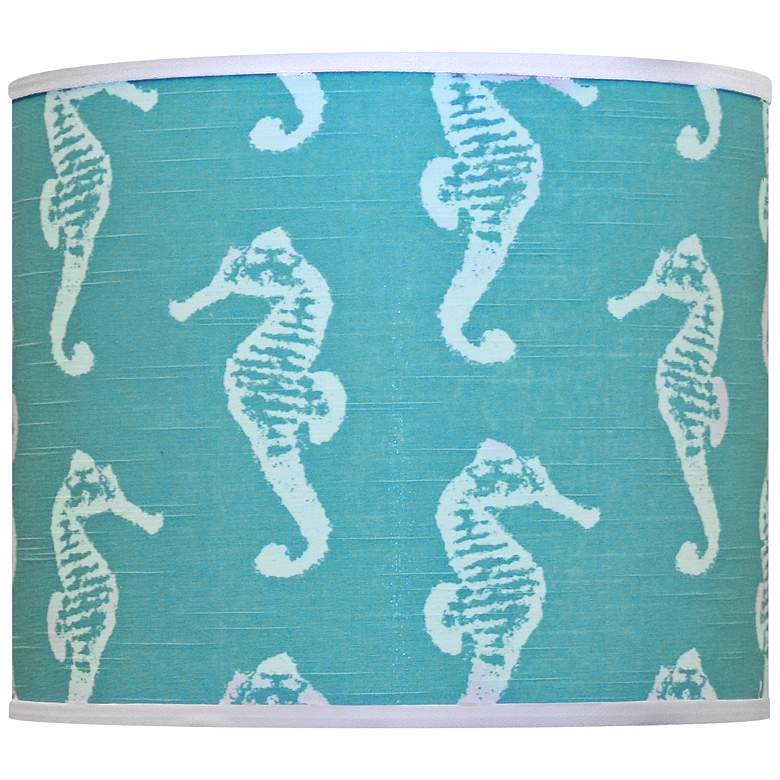 Image 1 Sea Horse Coastal Blue Drum Lamp Shade 10x12x10 (Spider)