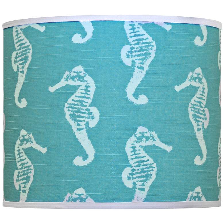 Image 1 Sea Horse Coastal Blue Tapered Drum Lamp Shade 12x14x11 (Spider)