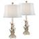 Sea Reef Antique White Sculpted Coastal Table Lamps Set of 2