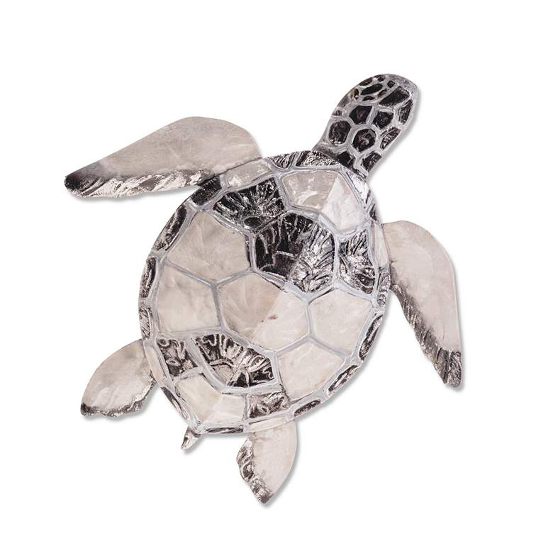 Image 4 Sea Turtle 11 inchW Pewter Checkered Capiz Shell Wall Decor more views