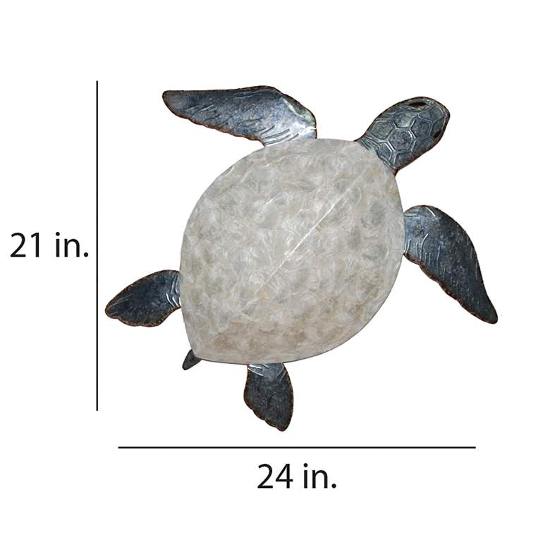 Image 4 Sea Turtle 24" Wide Pewter with Pearl Capiz Shell Wall Decor more views