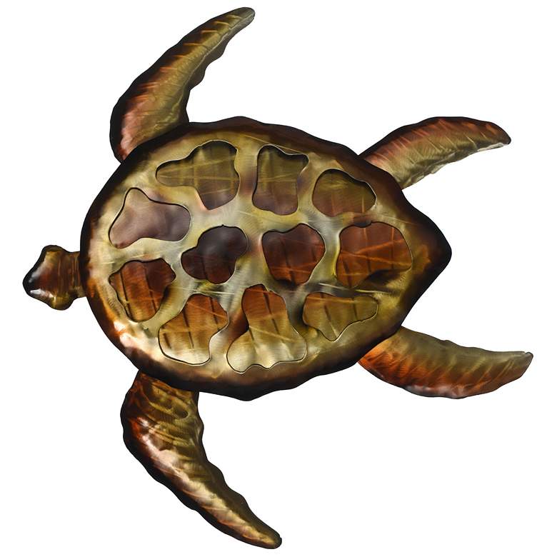 Image 1 Sea Turtle 31.9"W x 27.95"H Metal Wall Art Sculpture