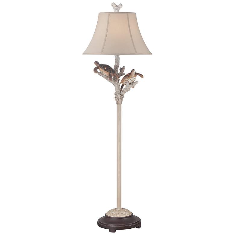 Image 1 Sea Turtle 61" High Antique White Floor Lamp with Night Light