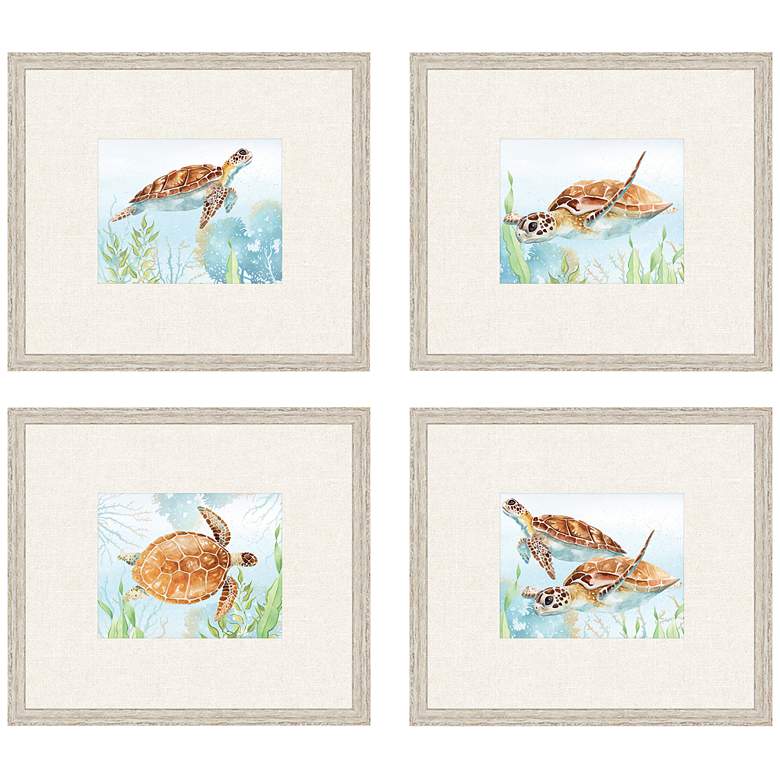 Image 3 Sea Turtle Reef 20 inch Wide 4-Piece Giclee Framed Wall Art