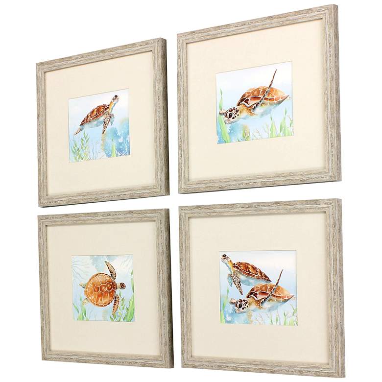 Image 5 Sea Turtle Reef 20" Wide 4-Piece Giclee Framed Wall Art more views