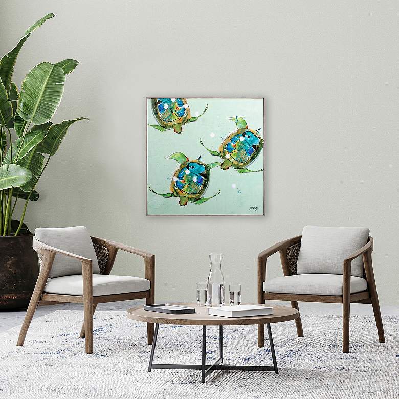 Image 2 Sea Turtles 30"W x 30"H Non-Glass Framed Art more views