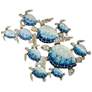 2_Sea Turtles Group of Ten 48" Wide Blue Metal Wall Decor