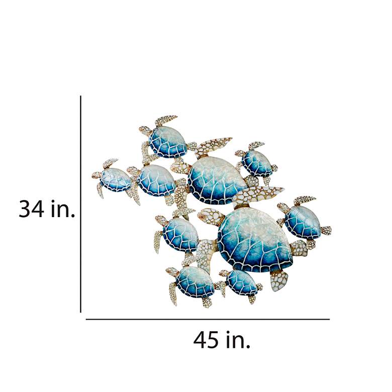 Image 4 Sea Turtles Group of Ten 48" Wide Blue Metal Wall Decor more views