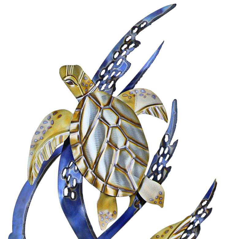 Image 3 Sea Turtles in Kelp 58 inch High Indoor - Outdoor Metal Wall Art more views