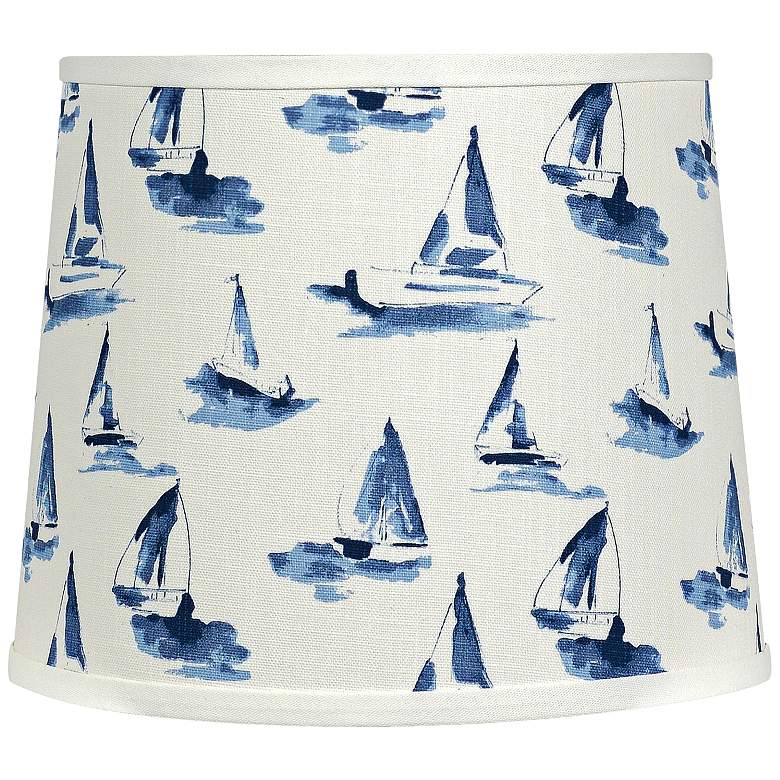 Image 1 Sea View Sky Blue and White Drum Lamp Shade 10x10x9 (Spider)