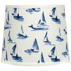Sea View Sky Blue - White Drum Lamp Shade 14x16x13 (Spider)