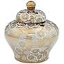 Seabaugh White and Gold 9 1/2" High Ginger Jar with Lid