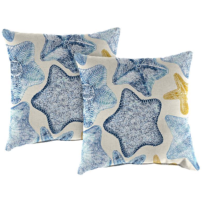 Image 1 Seabiscuit Cobalt 18 inch Square Outdoor Toss Pillow Set of 2