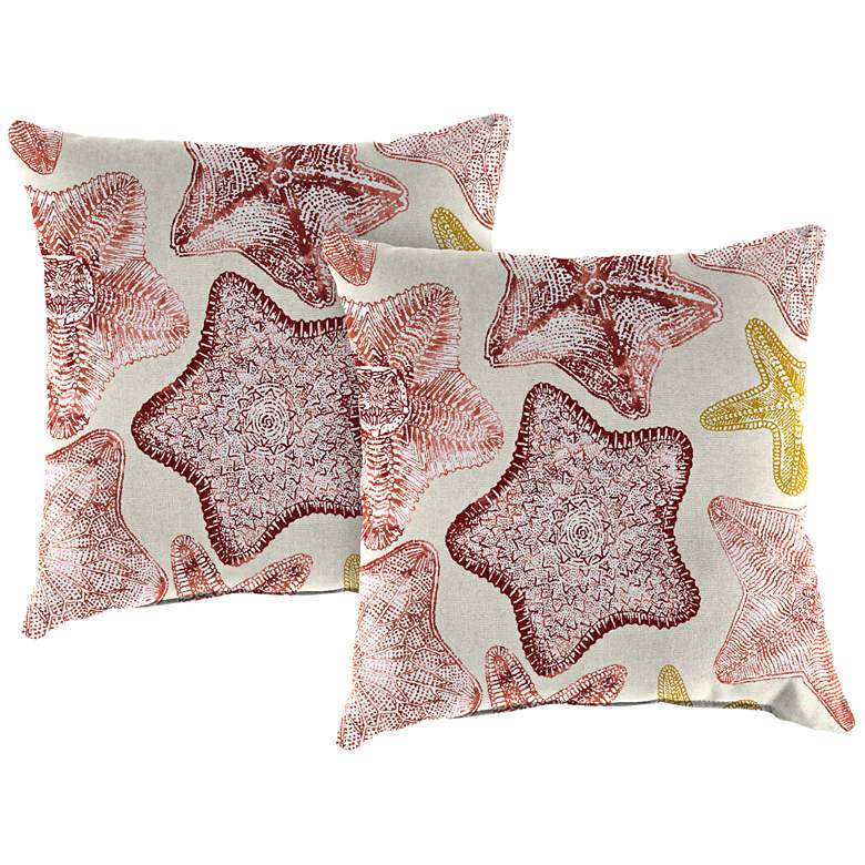 Image 1 Seabiscuit Coral 18 inch Square Outdoor Toss Pillow Set of 2