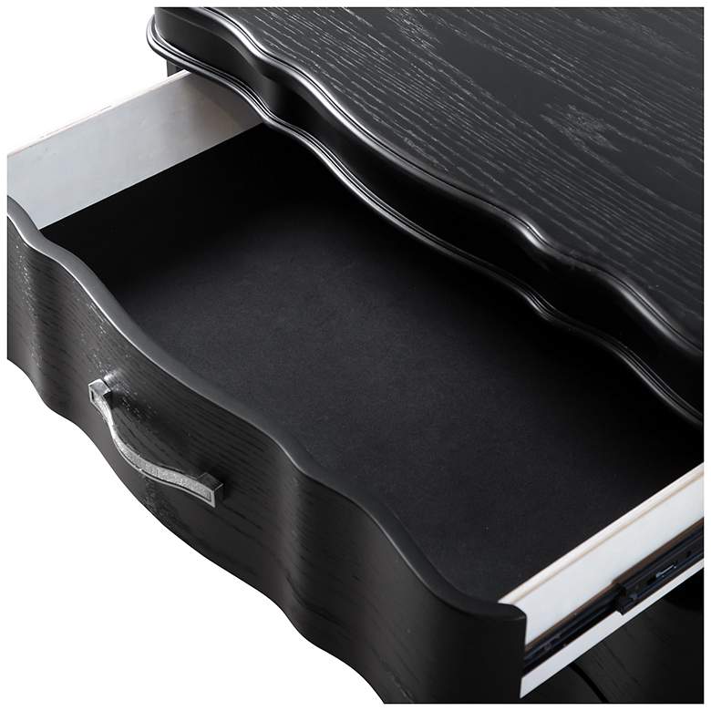 Image 7 Seabliss Glam Black 3 Drawer Serpentine Nightstand more views