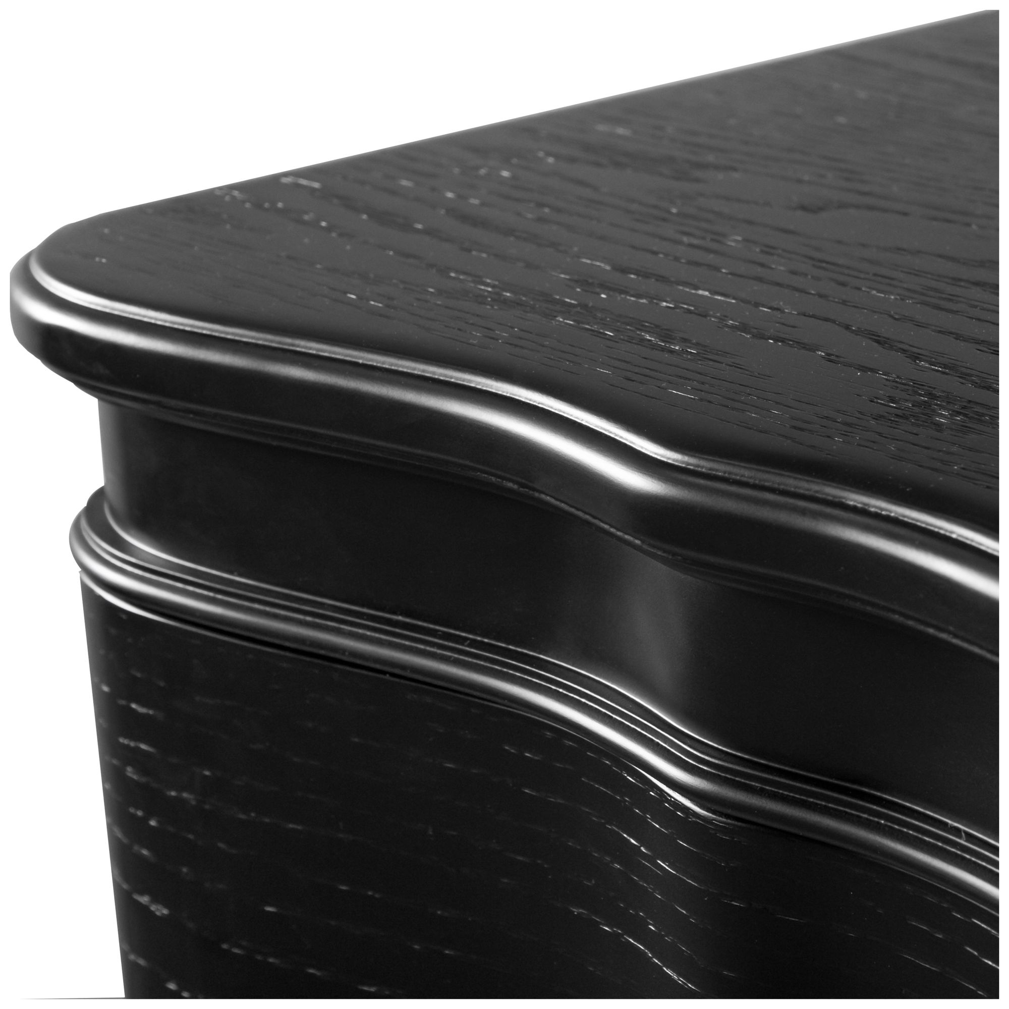 Seabliss Glam Black 3 Drawer Serpentine Nightstand