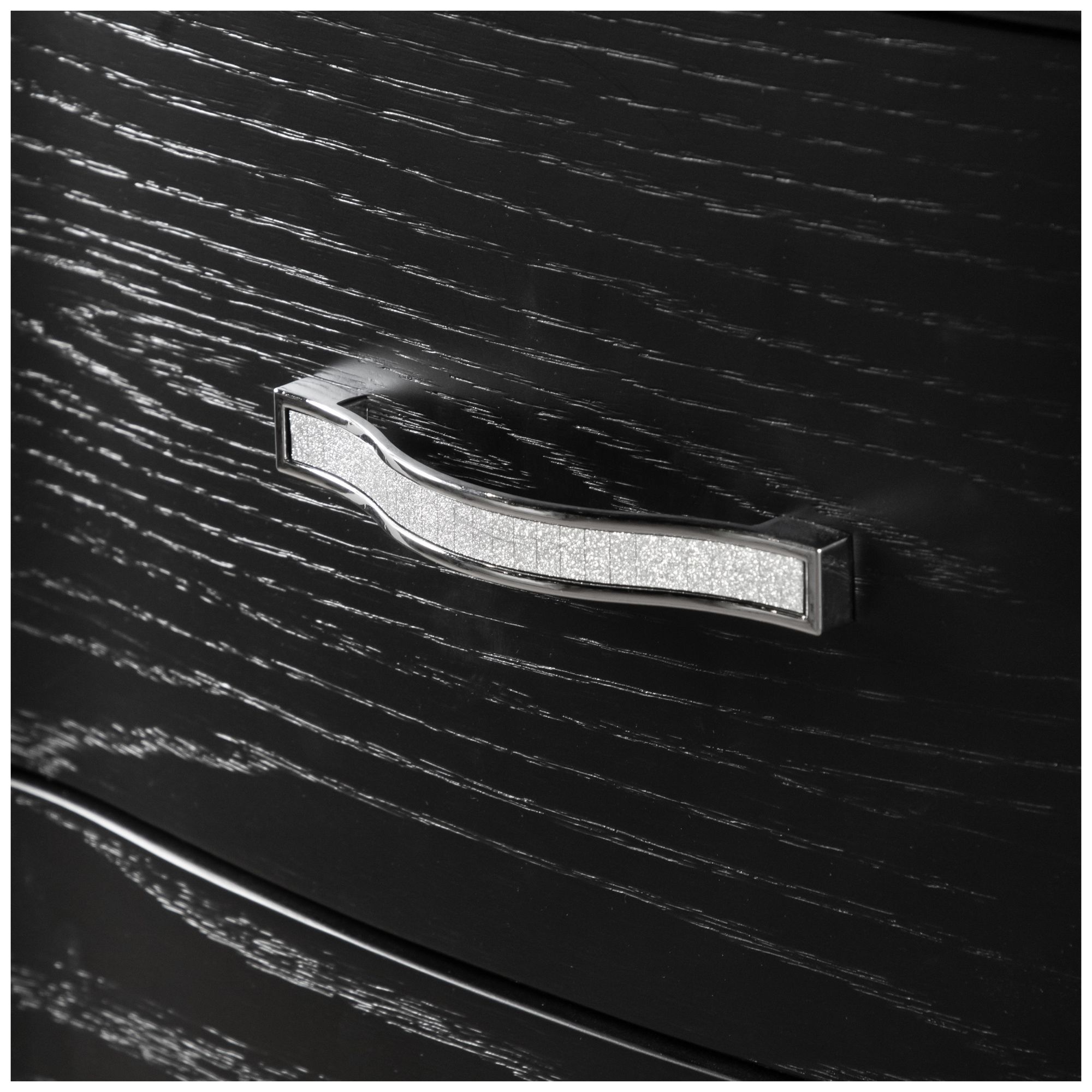 Seabliss Glam Black 3 Drawer Serpentine Nightstand