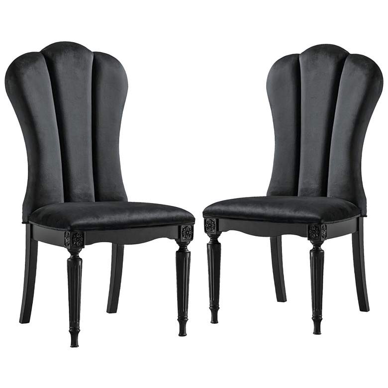 Image 1 Seabliss Glam Black Velvet Dining Chair Set of 2