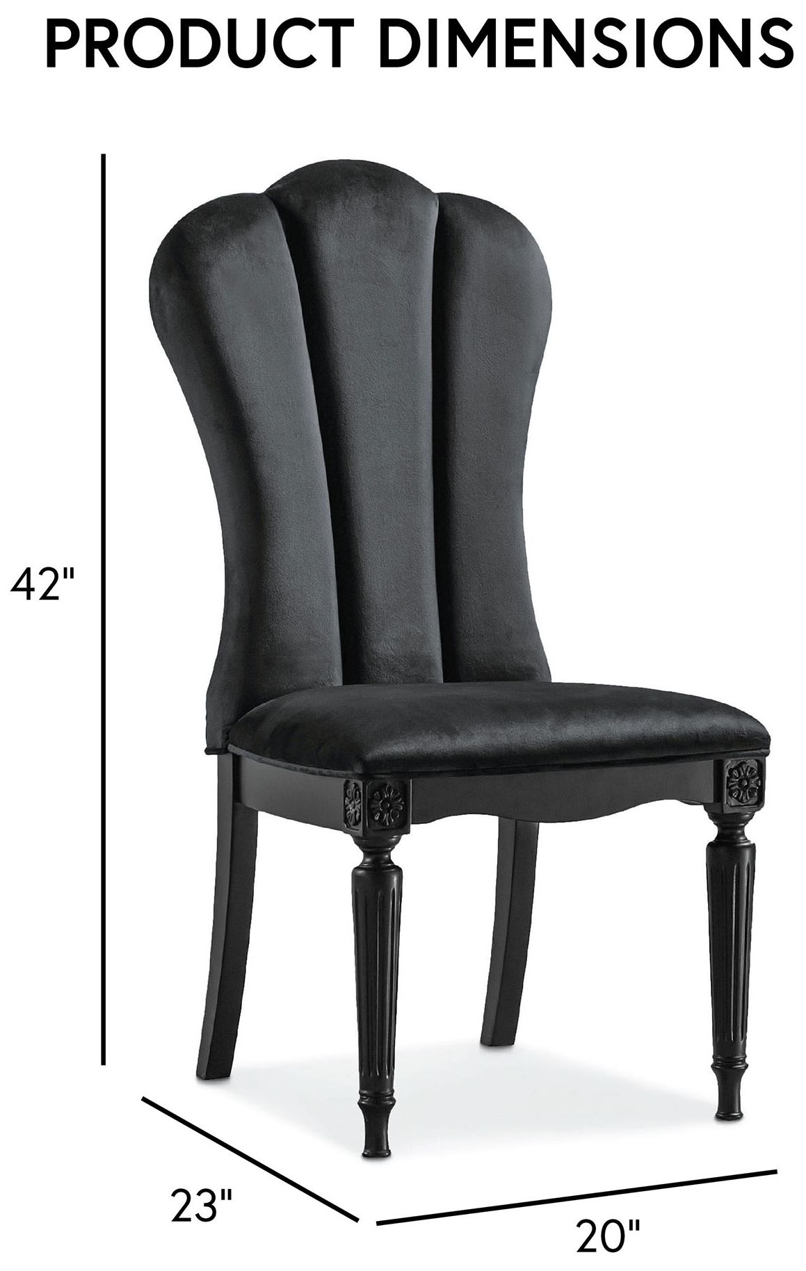 Seabliss Glam Black Velvet Dining Chair Set of 2