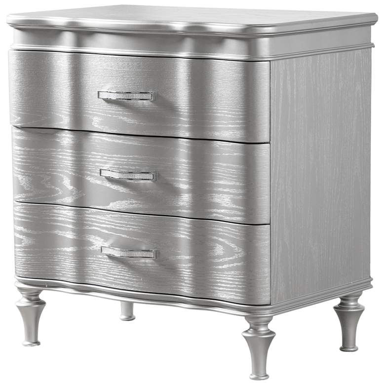 Image 1 Seabliss Glam Silver 3 Drawer Serpentine Nightstand
