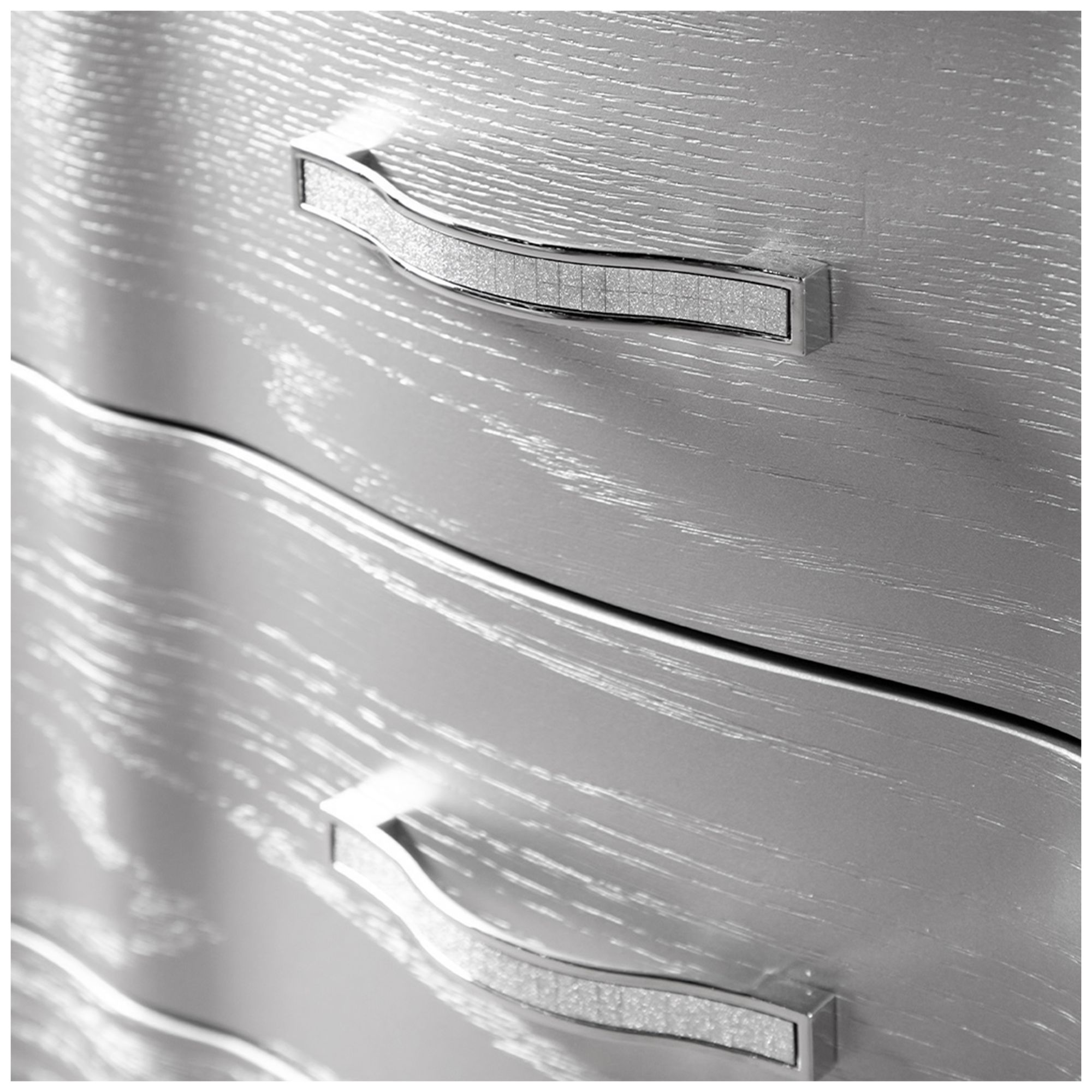 Seabliss Glam Silver 3 Drawer Serpentine Nightstand